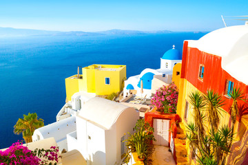 Naklejki  Widok z Oia najpiękniejszej miejscowości wyspy Santorini w Grecji.