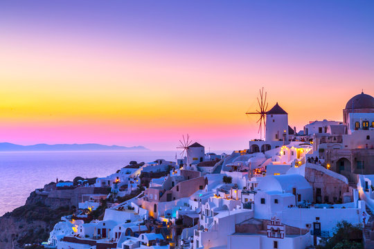 View of Oia the most beautiful village of Santorini Island in Greece.