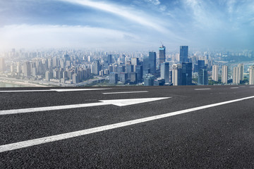 Road surface and skyline of Chongqing urban construction