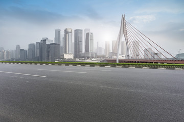 Road surface and skyline of Chongqing urban construction