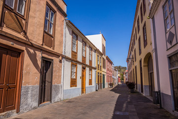 Fototapeta na wymiar Street view from the old city center, San Cristobal de La Laguna, Tenerife, Canary Islands, Spain - 13.05.2018