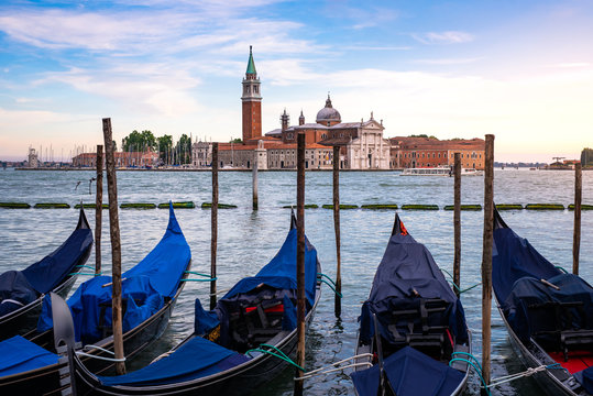 San Giorgio Maggiore with gondolas, Venice