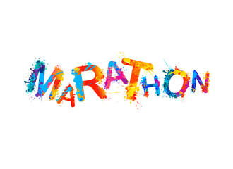 Marathon. Word of splash paint letters