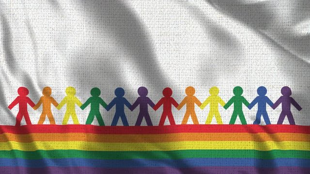 Rainbow Gay Flag Loop with Human Silhouette White Background