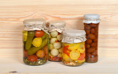 Glass Jars Of Preserved Vegetables