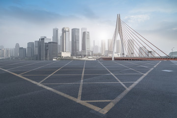 Fototapeta premium Road surface and skyline of Chongqing urban construction