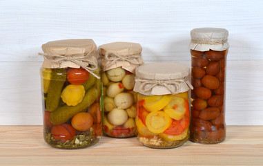 Glass Jars Of Preserved Vegetables