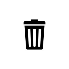 Trash Can, Rubbish Bin. Flat Vector Icon illustration. Simple black symbol on white background. Trash Can, Rubbish Bin sign design template for web and mobile UI element