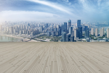 Naklejka premium The skyline of Chongqing's urban skyline with an empty square floor.