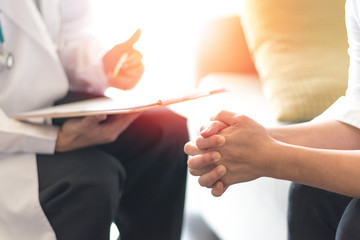 Healthcare concept of professional psychologist doctor consult in psychotherapy session or counsel diagnosis health.