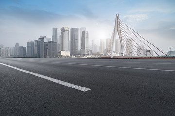 Fototapeta premium Road surface and skyline of Chongqing urban construction