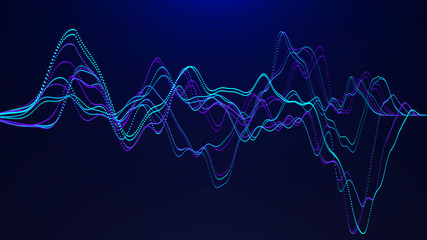 Abstrakter Hintergrund mit dynamischen Wellen. Big-Data-Visualisierung. Schallwellenelement. Technologie-Equalizer für Musik.