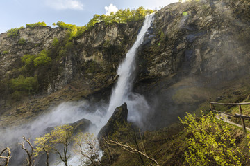 Naklejka na ściany i meble Foroglion waterfall in Maggia valley, Ticino, Switzerland