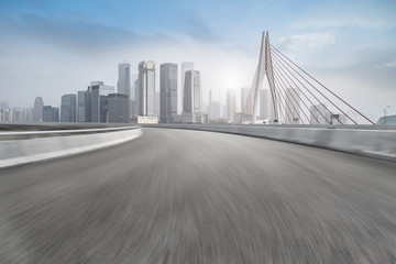 Road surface and skyline of Chongqing urban construction