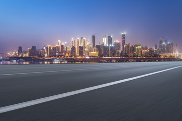 Road surface and skyline of Chongqing urban construction