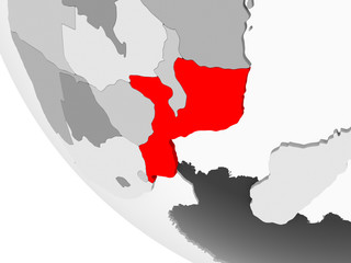 Fototapeta premium Map of Mozambique in red