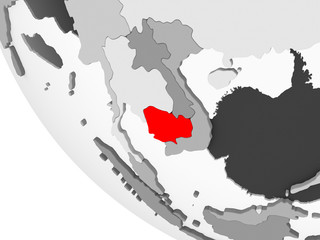 Fototapeta premium Map of Cambodia in red