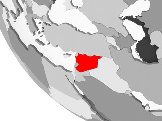 Map of Syria in red