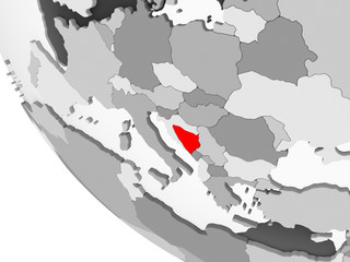 Map of Bosnia and Herzegovina in red