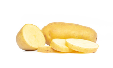 Fresh potato slice isolated on white background