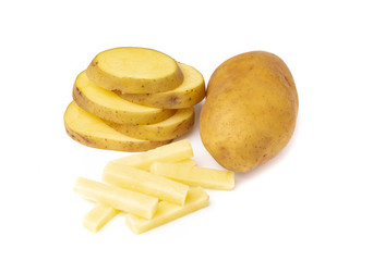 Fresh potatoes slice isolated on white background.
