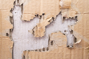 A sheet of old Corrugated cardboard close-up.
