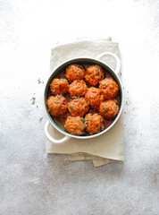 Meatballs stewed in tomato sauce
