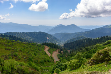 Naklejka na ściany i meble Valley in the Caucasus Mountains, Sochi, Russia