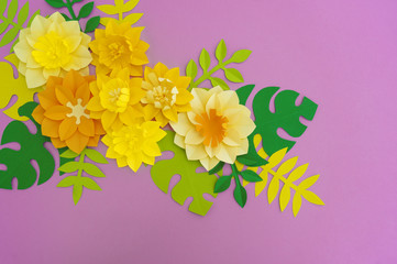 Paper craft Flower Decoration Concept.