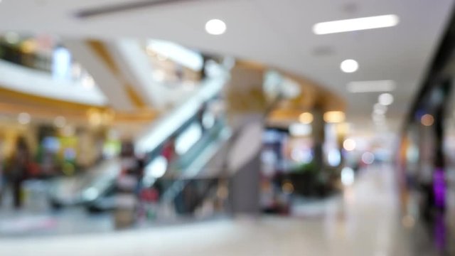 blur scene, people customer walking in modern lifestyle shopping mall