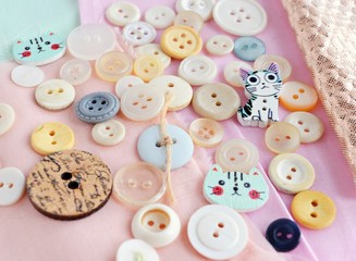 Cute buttons  mix on pink