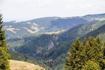 View from the mountain Belchen in the Black Forest over the Münstertal in the direction of Rhein-level