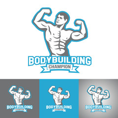 Fototapeta premium Bodybuilding, powerlifting, kettlebell, workout logotype sign symbol. Fitness logo emblem design elements. Sport icon and elements.