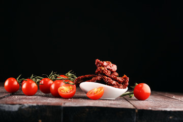 Sun dried tomatoes. tomato halves sun-dried.