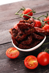 Sun dried tomatoes. tomato halves sun-dried.