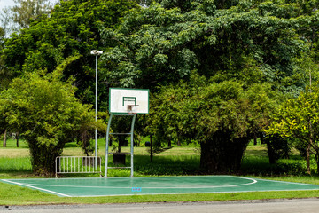 Outdoor basketball court floor polishing smooth and painted well protection in the park