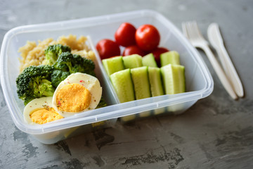Lunch box with healthy food