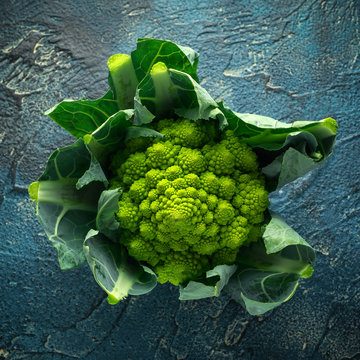 Fresh organic romanesco broccoli cauliflower