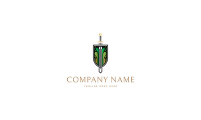 Shield and Sword vector logo image