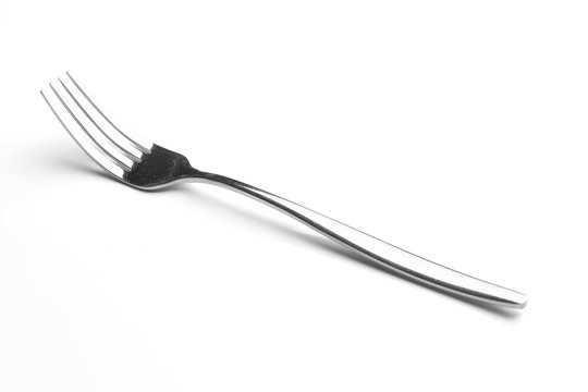 top view of a generic metal fork isolated on a white
