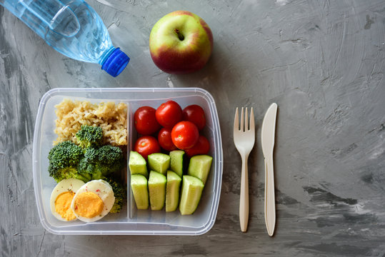 Lunch box with healthy food