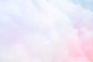 Gordijnen Colorful pastel fluffy cotton candy background, soft color sweet candyfloss, abstract blur dessert texture © ZETHA_WORK