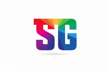 rainbow colored alphabet combination letter sg s g logo design
