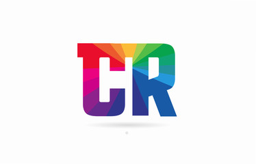 Obraz premium rainbow colored alphabet combination letter cr c r logo design