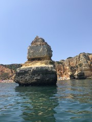 Fototapeta na wymiar Rock, Algarve, Sea, Portugal, Summer, Nature