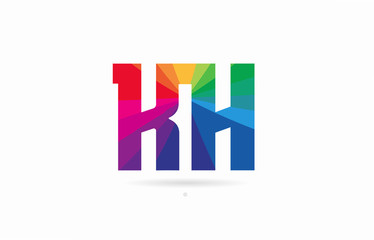 Fototapeta premium rainbow colored alphabet combination letter kh k h logo design