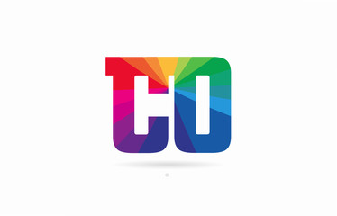 Fototapeta premium rainbow colored alphabet combination letter co c o logo design