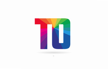 rainbow colored alphabet combination letter to t o logo design