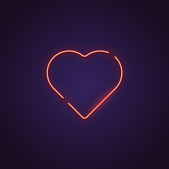 Heart neon sign. Glowing neon sign of big heart shape. Love concept. Romantic glowing neon banner.