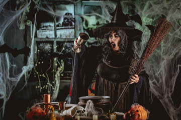 Fototapeta na wymiar Witch Is Cooking Magic Potion